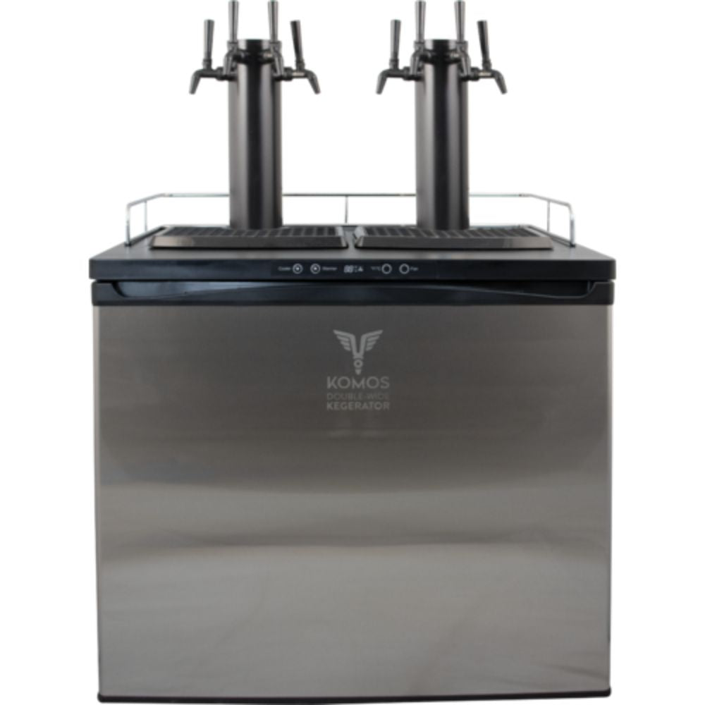 Komos 35-2/5" Double-Wide Freestanding Stainless Steel Air-Cooled Towers Kegerator