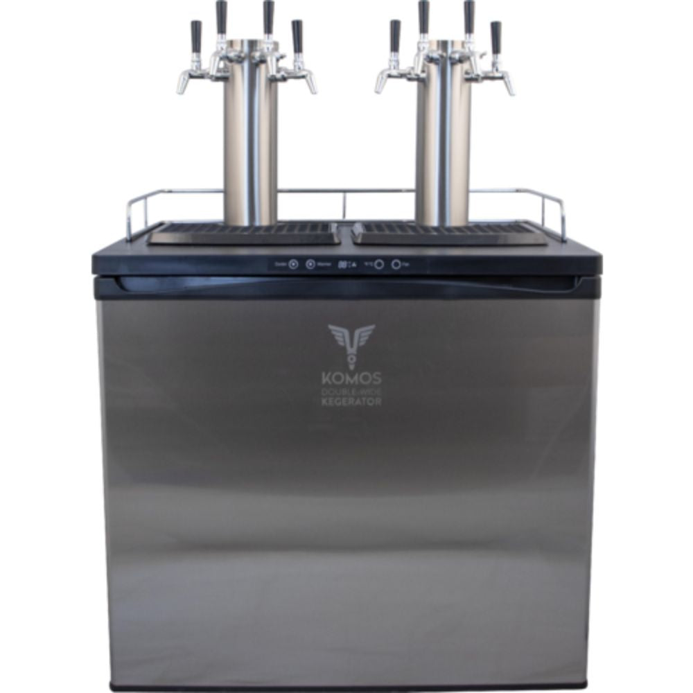 Komos 35-2/5" Double-Wide Freestanding Stainless Steel Air-Cooled Towers Kegerator