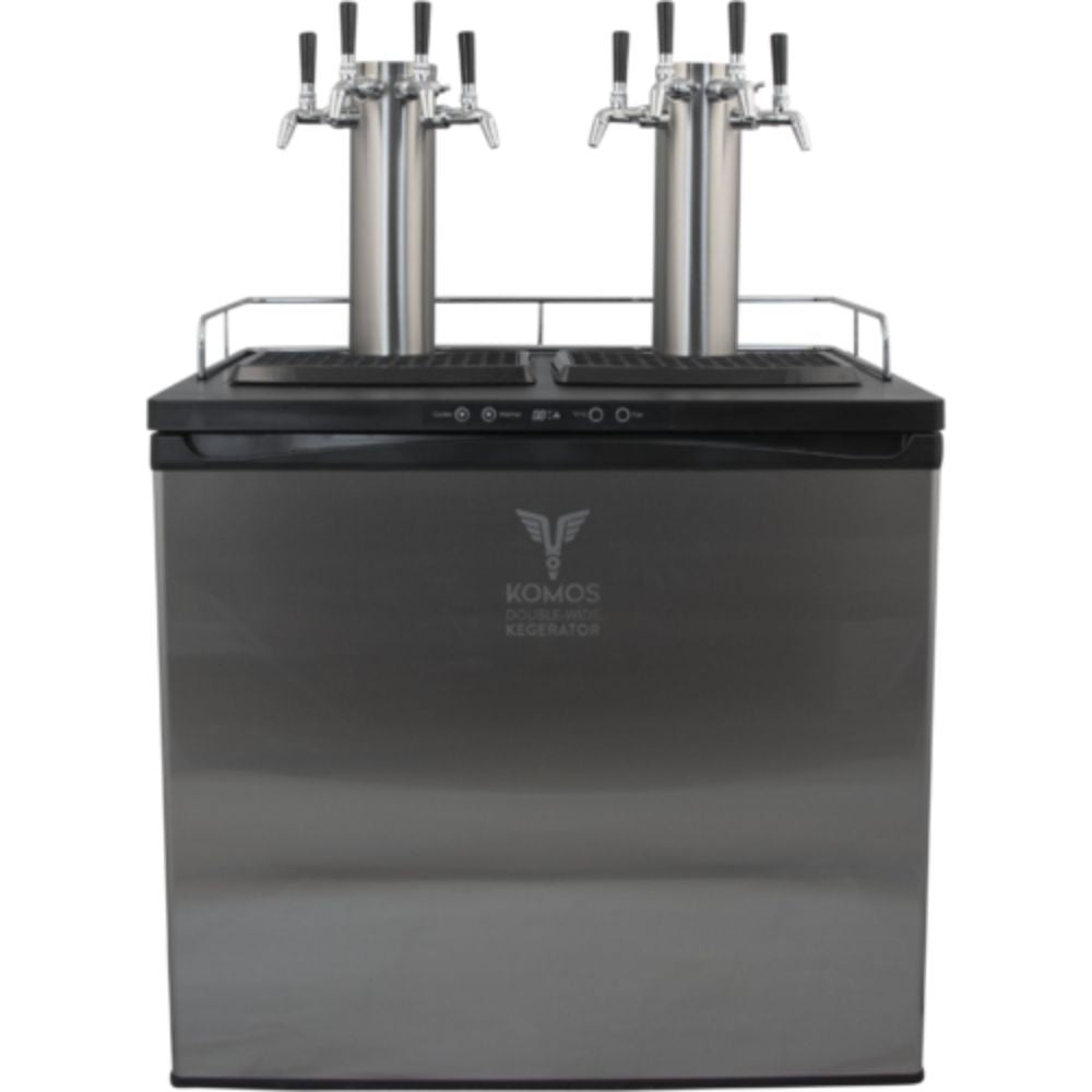 Komos 35-2/5" Double-Wide Freestanding Stainless Steel Air-Cooled Towers Kegerator