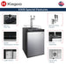 Callout sheet covering drip tray, controls and cooling on the stainless two-tap Kegco K309 Single Tap Kegerator