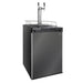 Twin faucets and black stainless door on the angled Kegco K309 Kegerator two-tap model