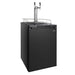 Black two-tap Kegco K309 Kegerator angled on white showing twin faucets, guard rail and digital readout