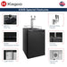 Feature callout sheet for the two-faucet black Kegco K309 Digital Kegerator with six labeled details