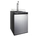 Stainless steel door and single chrome faucet tower on the angled Kegco K309 Single Tap Kegerator