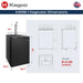 Measured drawings giving 35 inch height, 23.5 inch width and 81.6 lb weight for the Kegco K309 in black