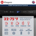 Temperature control infographic for the stainless K309 by Kegco kegerator showing 32 to 75 degrees