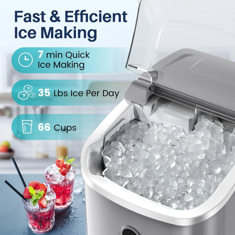 Ice making output including 35 lbs and 66 cups shown for the Kismile Z5815NH Countertop Ice Maker