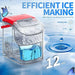 Efficient ice making callouts of 34 lbs per day on the red Kismile Z5815NH Countertop Ice Maker