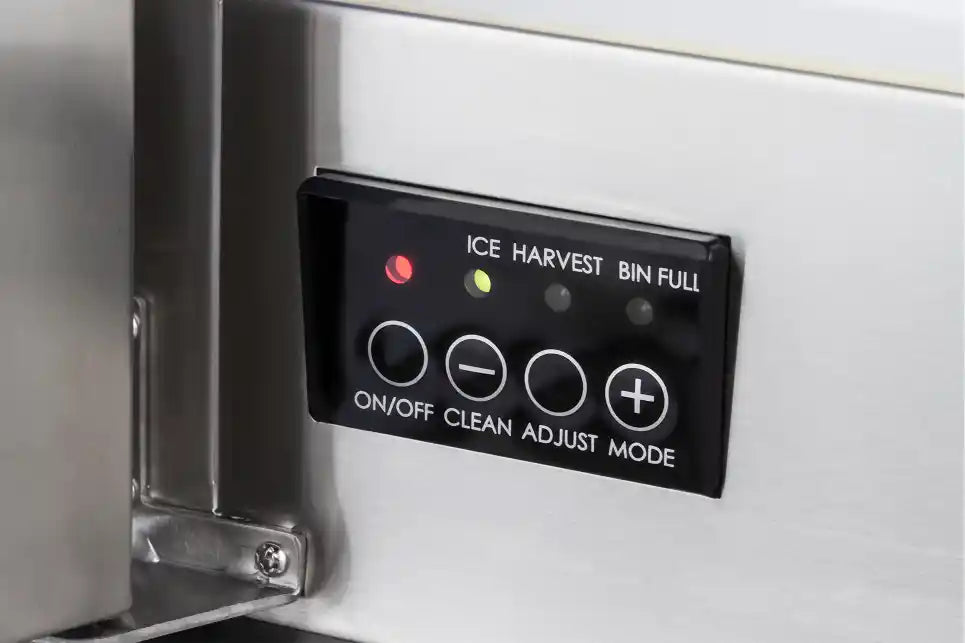 Maxx Ice Premium Outdoor Self-Contained Ice Machine, 15"W, 65 lbs/Day, Full Dice Ice Cubes, Energy Star Listed, in Stainless Steel (MIM50P-O)