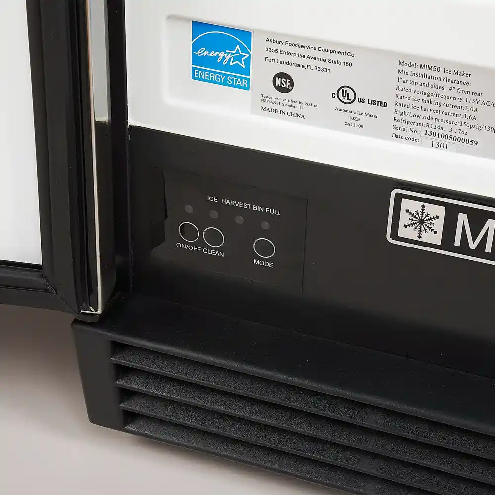 Maxx Ice Self-Contained Indoor Ice Machine, 15"W, 50 lbs/Day, Full Dice Ice Cubes, Energy Star Listed, in Black (MIM50V)